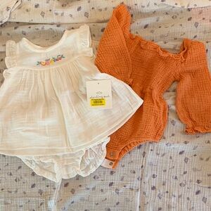 Starting Out White Matching Set and Orange Onsie